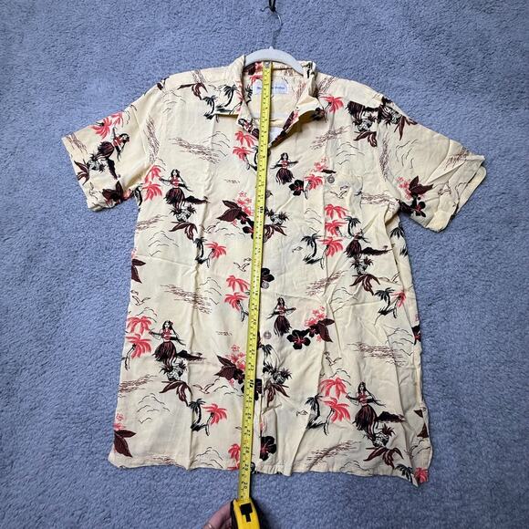 Molokai Surf Vintage Shirt Men's Large Yellow Hawaii Short Sleeve Button Up - Picture 5 of 5